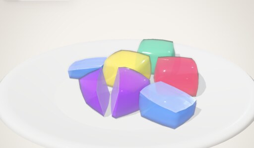 カラフルなゼリーを表示したJELLYの3Dシミュレーション画面