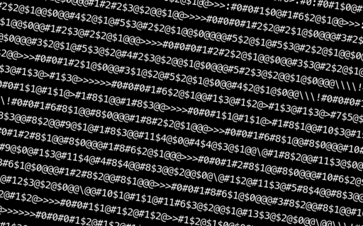 黒地に白いProofglyphの記号列を斜めに敷き詰めた画像